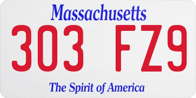 MA license plate 303FZ9