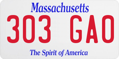 MA license plate 303GA0