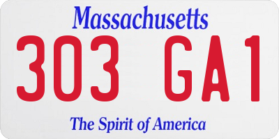 MA license plate 303GA1