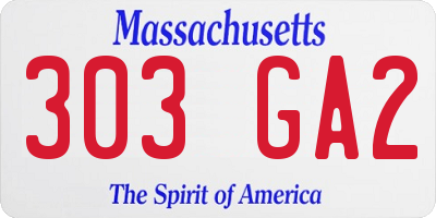 MA license plate 303GA2