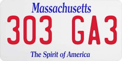 MA license plate 303GA3