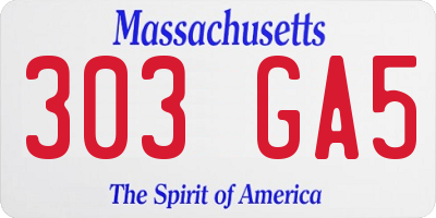 MA license plate 303GA5
