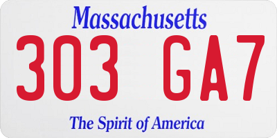 MA license plate 303GA7