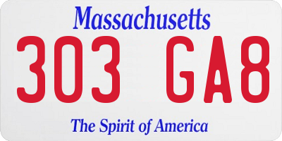 MA license plate 303GA8