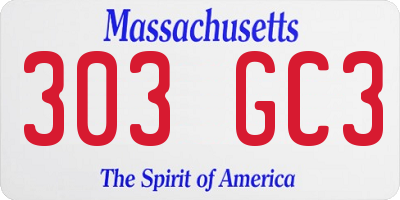 MA license plate 303GC3