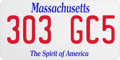 MA license plate 303GC5