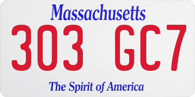 MA license plate 303GC7