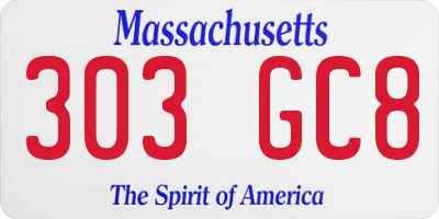 MA license plate 303GC8