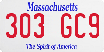 MA license plate 303GC9