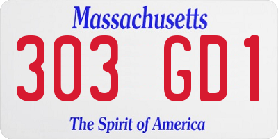 MA license plate 303GD1