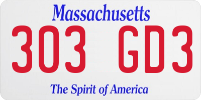 MA license plate 303GD3