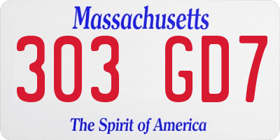 MA license plate 303GD7