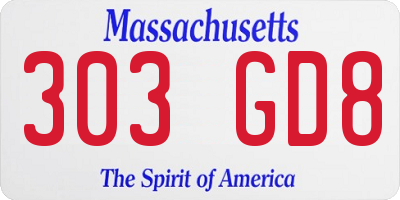 MA license plate 303GD8
