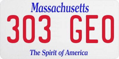 MA license plate 303GE0