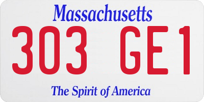 MA license plate 303GE1