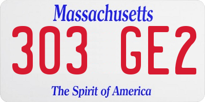 MA license plate 303GE2