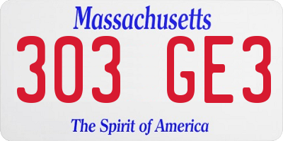 MA license plate 303GE3