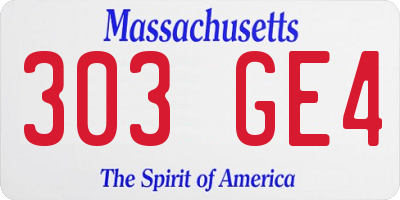MA license plate 303GE4
