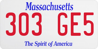 MA license plate 303GE5