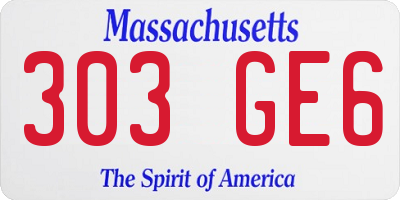 MA license plate 303GE6