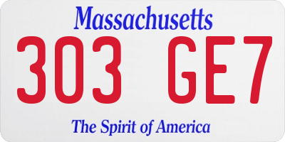 MA license plate 303GE7