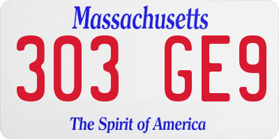 MA license plate 303GE9