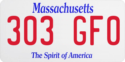MA license plate 303GF0