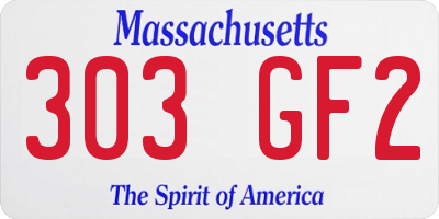 MA license plate 303GF2