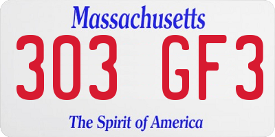 MA license plate 303GF3