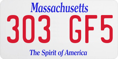 MA license plate 303GF5