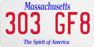 MA license plate 303GF8