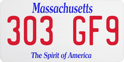MA license plate 303GF9