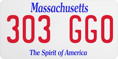 MA license plate 303GG0