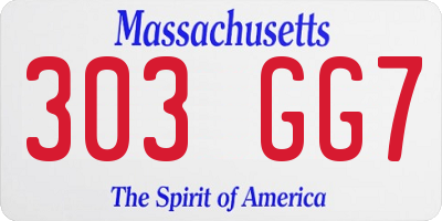 MA license plate 303GG7