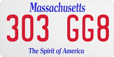 MA license plate 303GG8