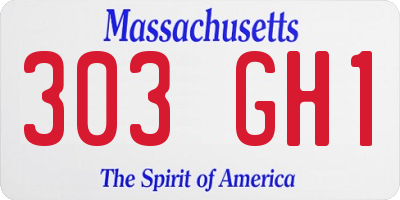 MA license plate 303GH1