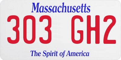 MA license plate 303GH2