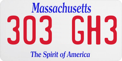 MA license plate 303GH3