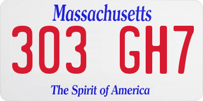 MA license plate 303GH7