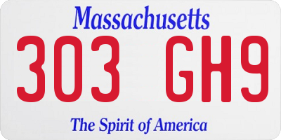 MA license plate 303GH9