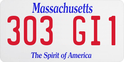 MA license plate 303GI1