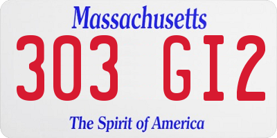 MA license plate 303GI2