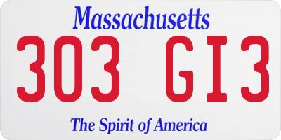 MA license plate 303GI3