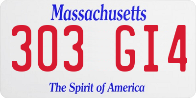 MA license plate 303GI4