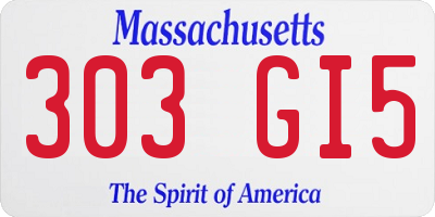 MA license plate 303GI5