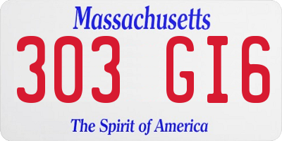 MA license plate 303GI6