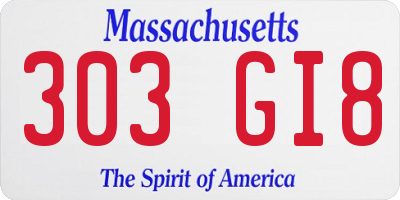 MA license plate 303GI8