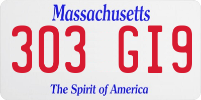MA license plate 303GI9