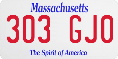 MA license plate 303GJ0