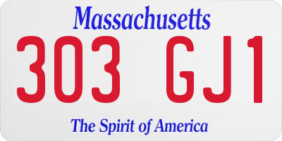 MA license plate 303GJ1